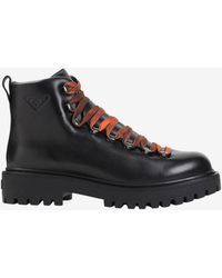 Prada - St. Moritz Leather Hiking Boots - Lyst
