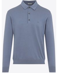 Etro - Ribbed Knit Long-Sleeved Polo T-Shirt - Lyst