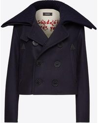 DSquared² - Double-Breasted Wool Peacoat - Lyst