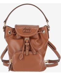 Miu Miu - Mini Logo Leather Backpack - Lyst