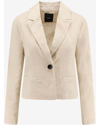 Pinko - Idony Single-Breasted Linen Blazer - Lyst