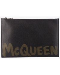 McQueen - Graffiti Logo Print Leather Pouch - Lyst