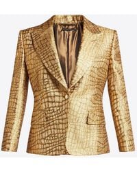 Tom Ford - Snakeskin-Effect Woven Blazer - Lyst