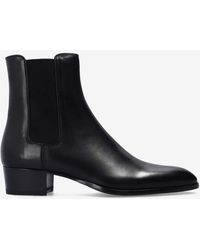 Saint Laurent - Wyatt 40 Leather Boots - Lyst