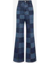Chloé - Patchwork Checkered Flared Jeans - Lyst