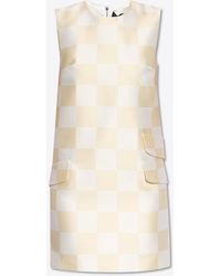 Versace - Silk Duchesse Checked Mini Dress - Lyst