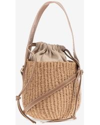 Chloé - Mini Woody Raffia Bucket Bag - Lyst