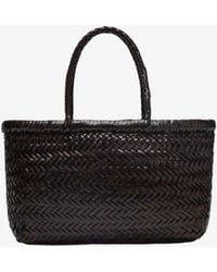 Dragon Diffusion - Mini Flat Gora Woven Leather Tote Bag - Lyst