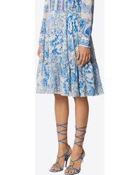 Versace - Underwater Barocco Flowy Midi Skirt - Lyst