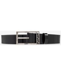 Versace - Logo Engraved Leather Belt - Lyst