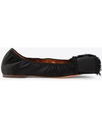 Lanvin - Satin Bow Ballet Flats - Lyst