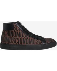 Moschino - All-Over Logo High-Top Sneakers - Lyst