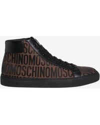 Moschino - All-Over Logo High-Top Sneakers - Lyst