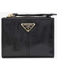 Prada - Small Triangle Logo Leather Wallet - Lyst