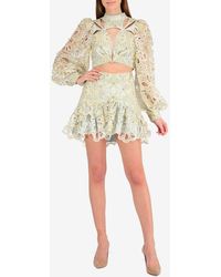Acler - Meredith Printed Cut-Out Mini Skirt - Lyst