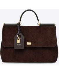 Dolce & Gabbana - Ebony Suede Large Bag My Sicily - Lyst