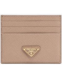 Prada - Triangle Logo Saffiano Leather Cardholder - Lyst