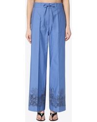 P.A.R.O.S.H. - Elastic-Waist Pants With Floral-Embroidery - Lyst