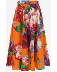 Moschino - Floral Print A-Line Midi Skirt - Lyst