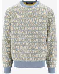 Versace - All-Over Logo Jacquard Sweater - Lyst