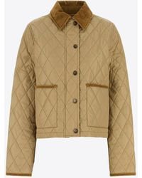 Burberry - Quilted Crop Jacket - Lyst