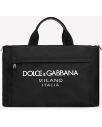 Dolce & Gabbana - Nylon Duffle Bag With Rubberized Logo - Lyst