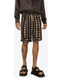 Dolce & Gabbana - Coin Print Silk Bermuda Shorts - Lyst