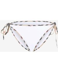 Burberry - Starla Check-Trimmed Bikini Bottom - Lyst