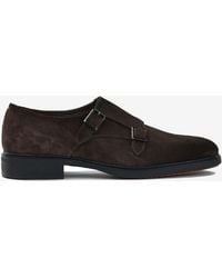 Santoni - Suede Monk Strap Shoes - Lyst