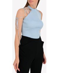 Mugler - Lace-Up One-Shoulder Stretch Knit Top - Lyst