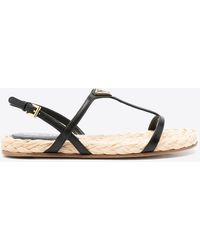 Prada - Logo Leather Sandal - Lyst