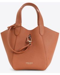 Giorgio Armani - Logo Stamp Leather Top Handle Bag - Lyst