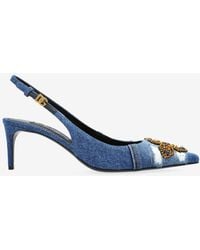 Dolce & Gabbana - Lollo 60 Denim Patchwork Slingback Pumps - Lyst