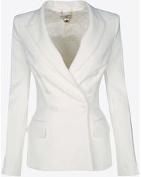 Elisabetta Franchi - Double-Breasted Crepe Blazer - Lyst
