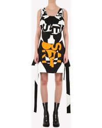 Burberry - Printed Mini Dress With Oversized Fringe - Lyst