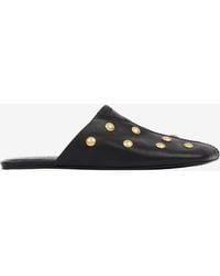 Chloé - Rita Studded Leather Flat Mules - Lyst