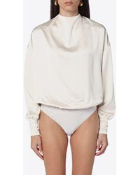 ANDAMANE - Sylvia Draped Loose Bodysuit - Lyst