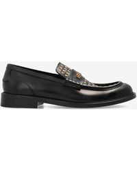 Versace - Studded Logo Leather Loafers - Lyst
