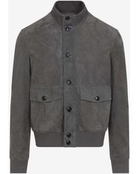 ZEGNA - Stand-Up Collar Leather Bomber Jacket - Lyst