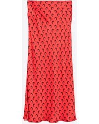 Marine Serre - Crescent Moon Print Satin Midi Skirt - Lyst