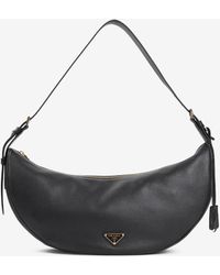 Prada - Large Demi-Lune Leather Shoulder Bag - Lyst