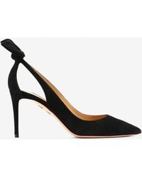 Aquazzura - Bow Tie 85 Suede Pumps - Lyst