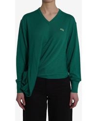 Loewe - Draped Wool V-Neck Sweater - Lyst