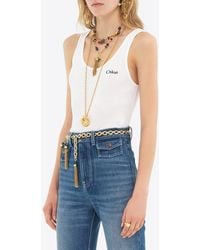 Chloé - Ribbed Knit Logo Tank Top - Lyst