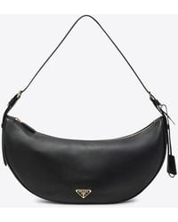 Prada - Large Demi-Lune Leather Shoulder Bag - Lyst