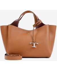 Tod's - Logo Stamped Grained Leather Top Handle Bag - Lyst