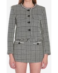 Self-Portrait - Houndstooth Cropped Jacket - Lyst