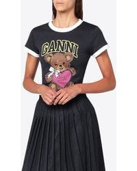 Ganni - Teddy Print Crewneck T-Shirt - Lyst