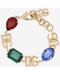 Dolce & Gabbana - Logo-charm Crystal-embellished Bracelet - Lyst