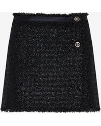 Versace - Frayed Tweed Wrap Mini Skirt - Lyst